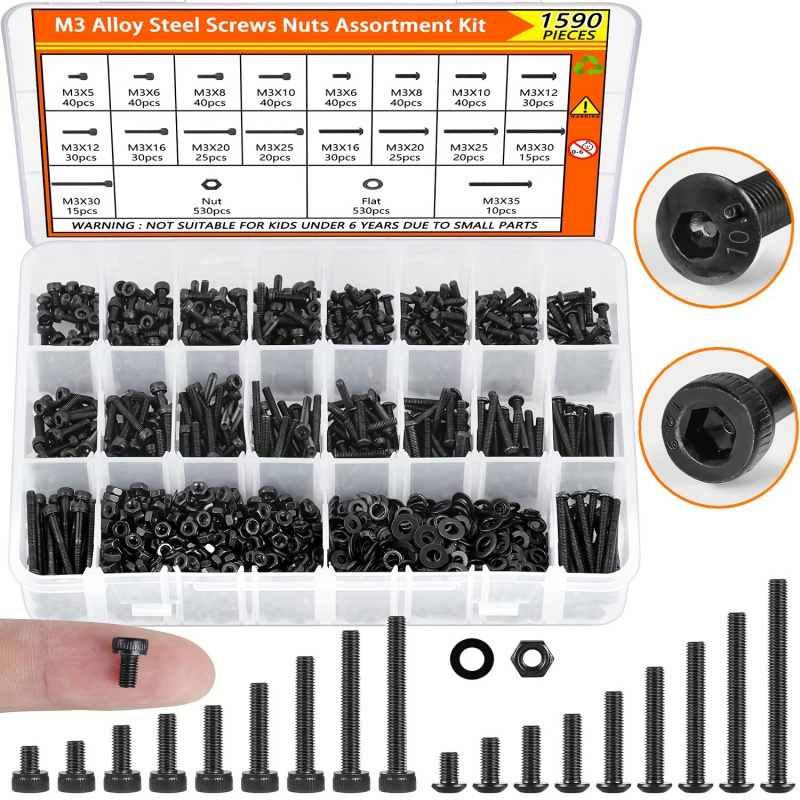 Nuts Mix - Kit surtido de tornillos M3 de