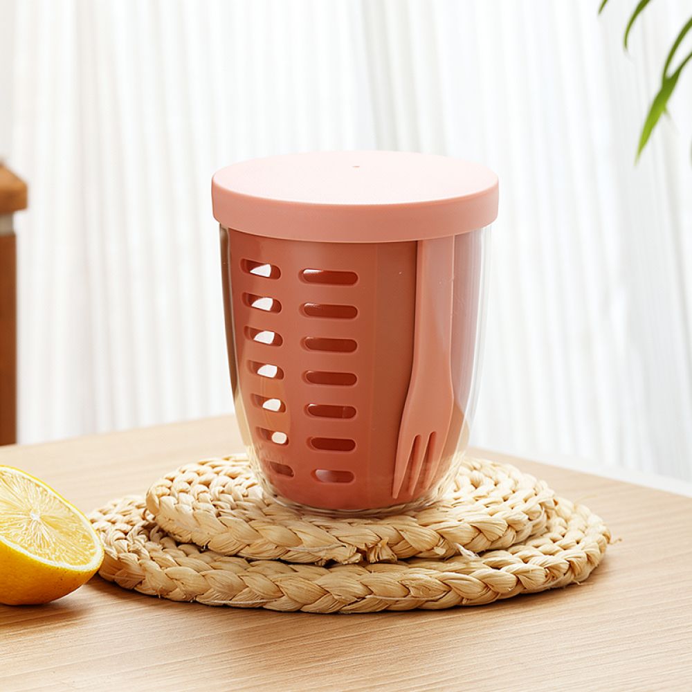 Vaso grande con tapa y tenedor - Healthy Snacks Food reseña y precio